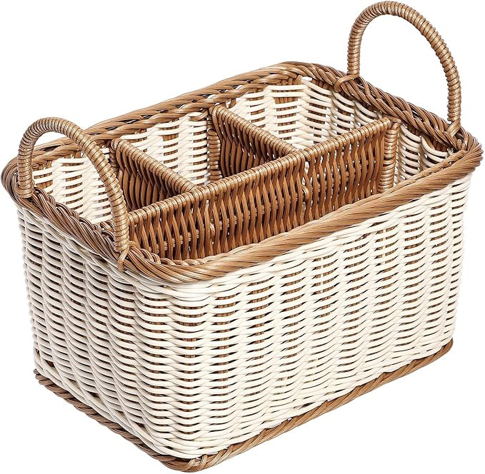 Hemoton Cutlery Storage Organizer Basket, Hand Woven Utensil Holder, Silverware, Tote Bin Basket ... | Amazon (US)