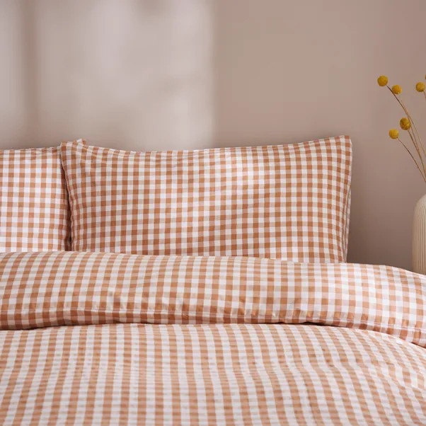 Portloe Gingham Woven Cotton Standard Pillowcase Pair | Dunelm
