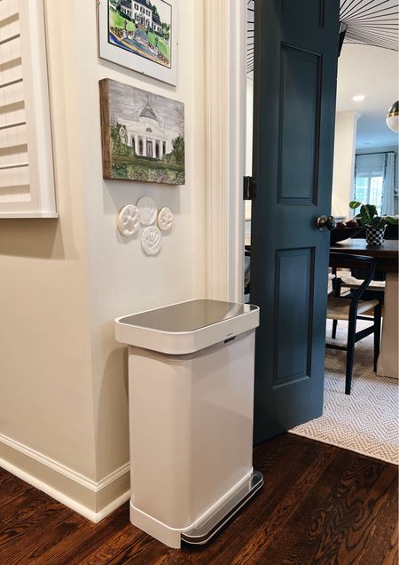I’ve never had so many people compliment my trash can - loving this sleek white trash can that holds a TON, but blends in with the surroundings. #kitchenfind #kitchen #homeorganization #trashcan



#LTKhome #LTKFind