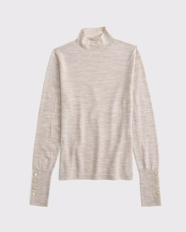 Merino Wool Button Sleeve Mockneck Top | Abercrombie & Fitch (US)