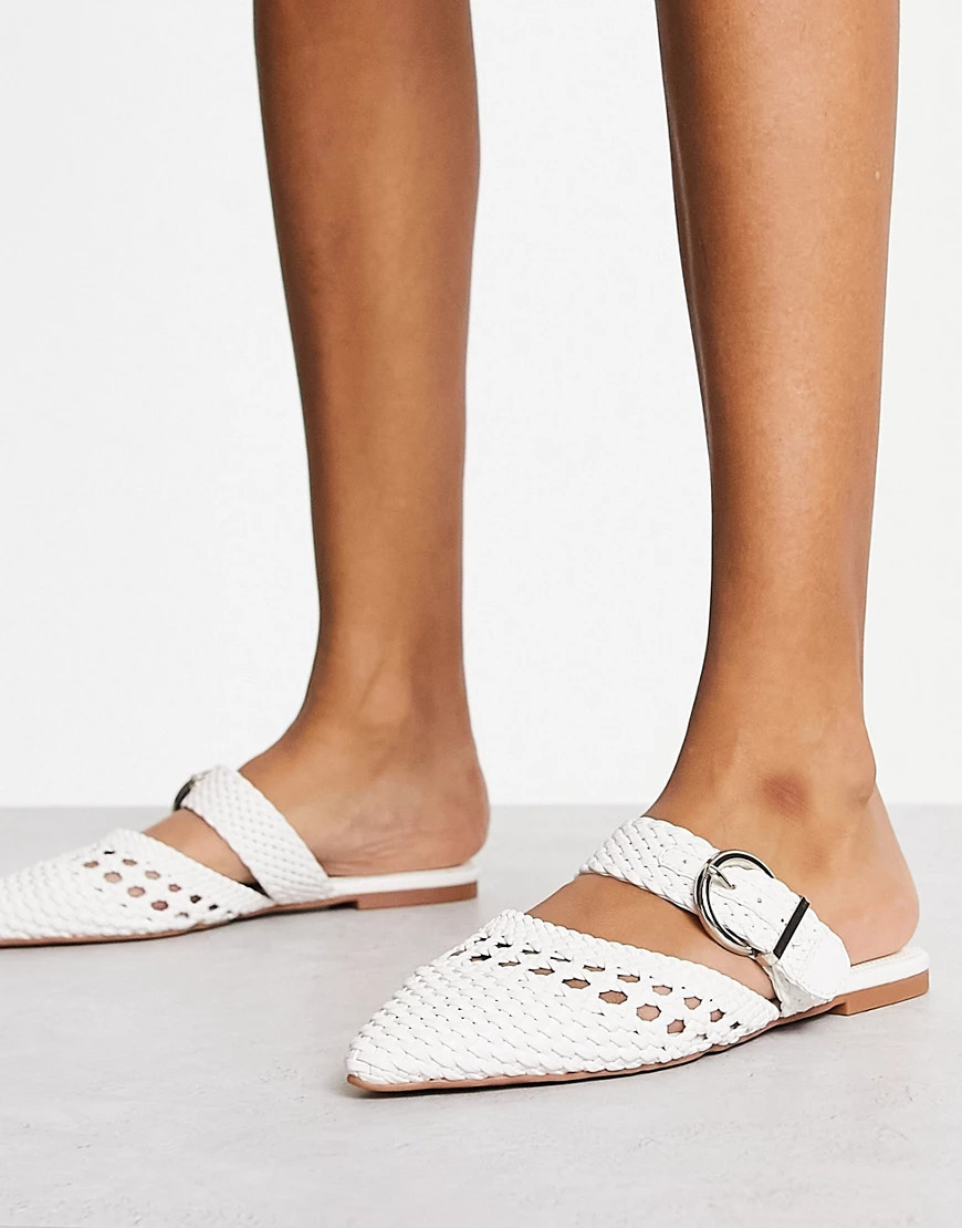 ASOS DESIGN Lisbon pointed woven ballet flats in white | ASOS (Global)