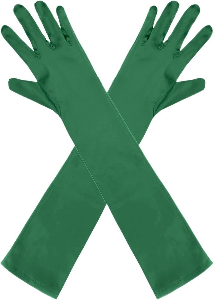 Long Satin Gloves Costume Women Elbow Lenth 21" Long Gloves Opera Halloween Cosplay 1920s Party D... | Amazon (US)