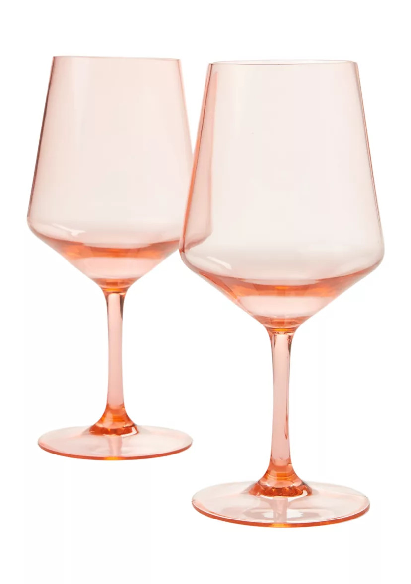 Set of 2 Peachy Keen Stemmed Wine Glasses | Belk