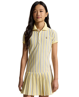 Girls' 7-16 Striped Oxford Mesh Polo Collar Dress | Macy's