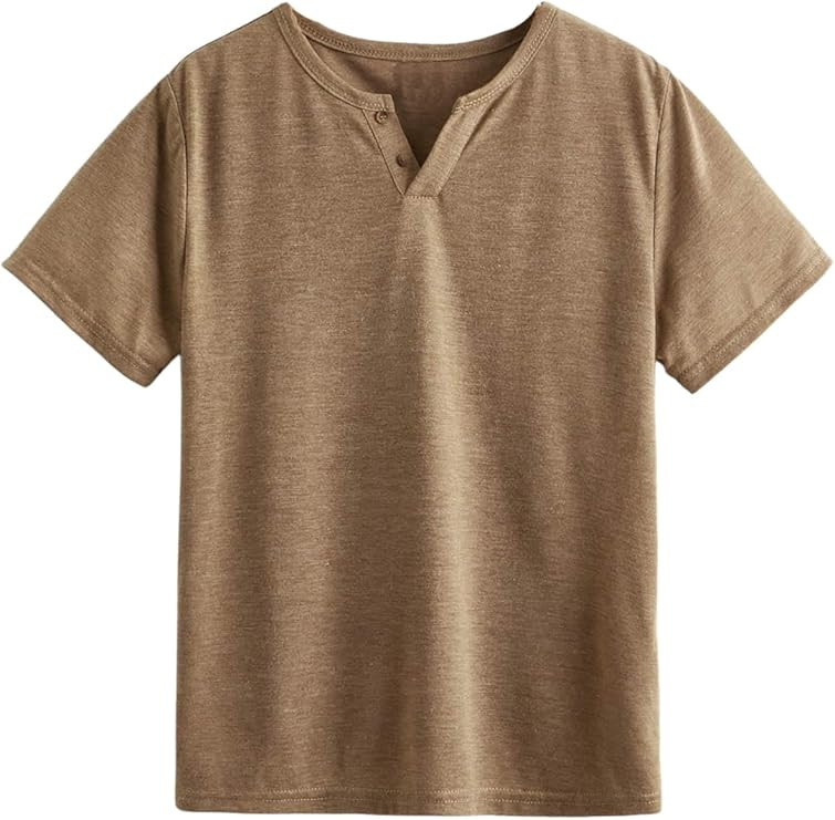Milumia Boys Casual Henley T-Shirt Short Sleeve Solid Tee Shirt | Amazon (US)