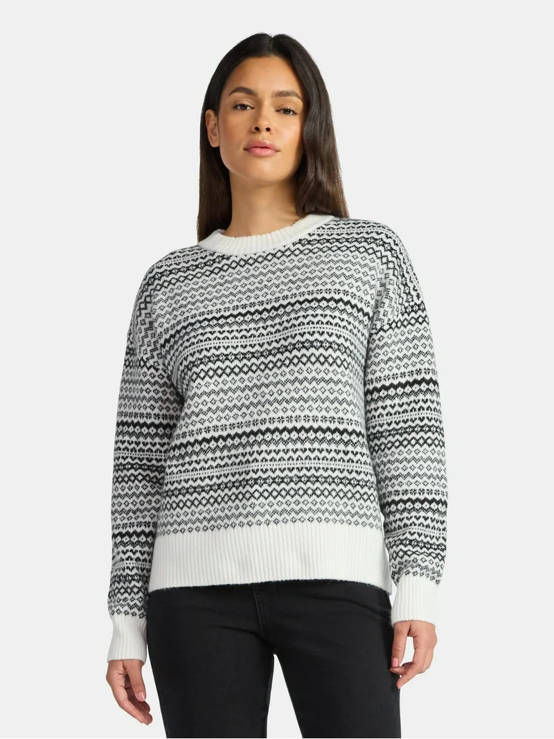 Time and Tru Women's Fair Isle Pullover Sweater, Midweight, Sizes XS-XXXL | Walmart (US)