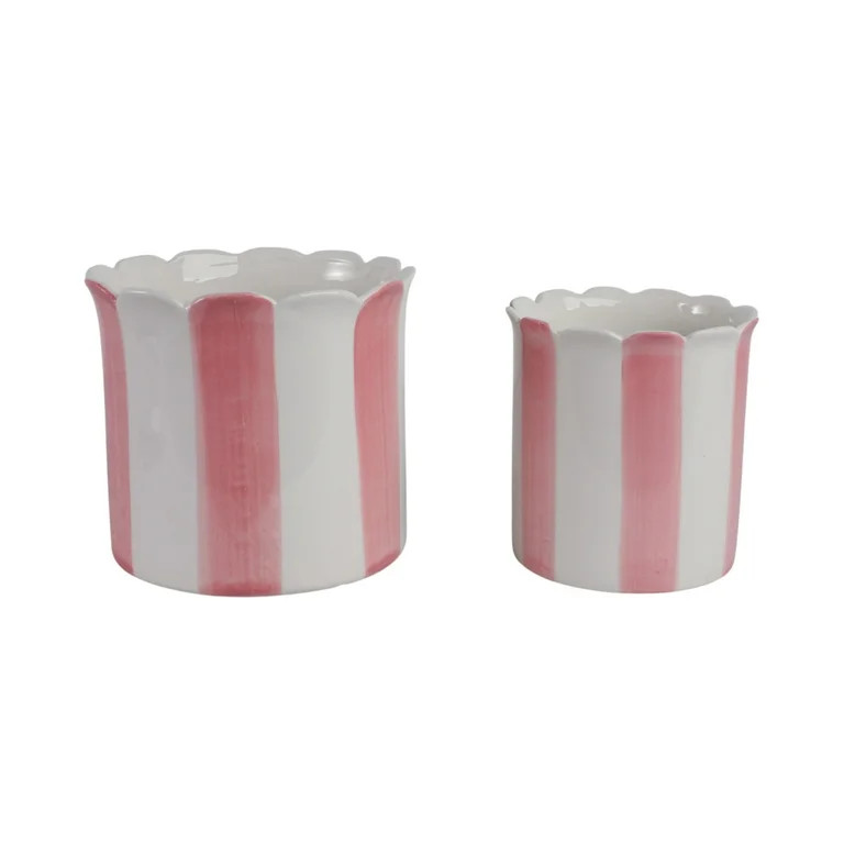 Decorative Striped Scallop Edge Planters Accent - Cute Flower Pots Ideal for Indoor or Outdoor Pl... | Walmart (US)
