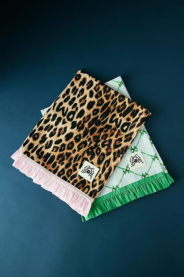 Damson Madder Bow Ruffle Tea Towel, Set of 2 | Anthropologie (UK)