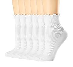 Mcool Mary Womens Socks, Ruffle Turn-Cuff Casual Ankle Socks Warm Knit Cotton Lettuce Crew Frilly... | Amazon (US)