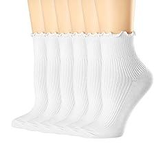 Mcool Mary Womens Socks, Ruffle Turn-Cuff Casual Ankle Socks Breathable Cool Knit Cotton Lettuce ... | Amazon (US)