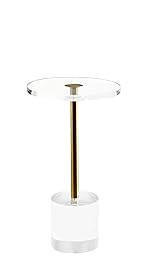 Clear Acrylic End Table,Side Table,Brushed Brass Metal,Round,for Office, Living Room and Bedroom,... | Amazon (US)