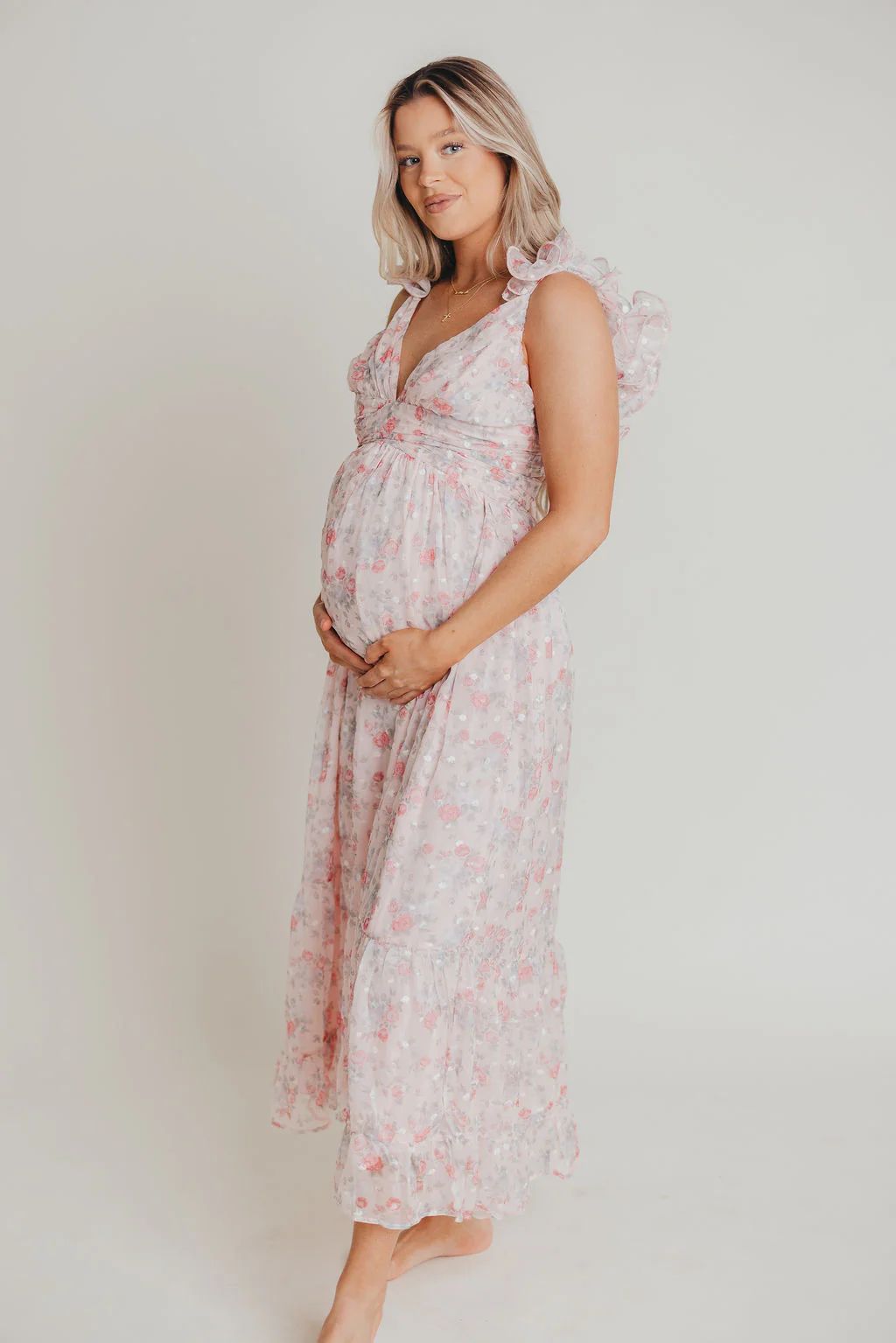 Ingrid Embroidered Maxi Dress in Rose Pink Floral | Worth Collective