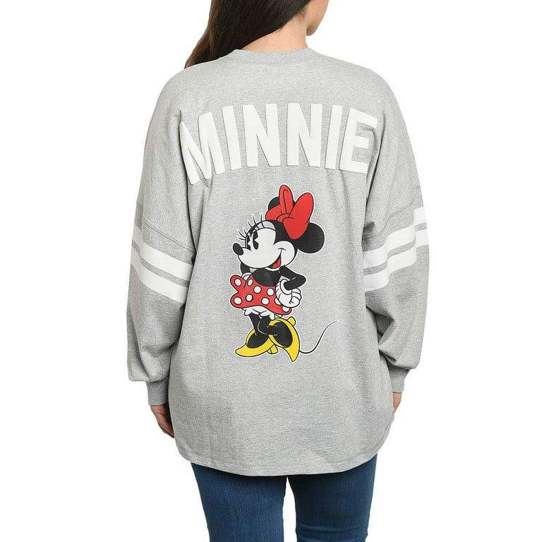 Disney Women Minnie Mouse Sweatshirt Jersey Long Sleeve Light Gray | Walmart (US)