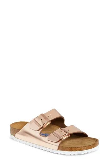 Women's Birkenstock 'Arizona' Soft Footbed Sandal, Size 5-5.5US / 36EU B - Metallic | Nordstrom