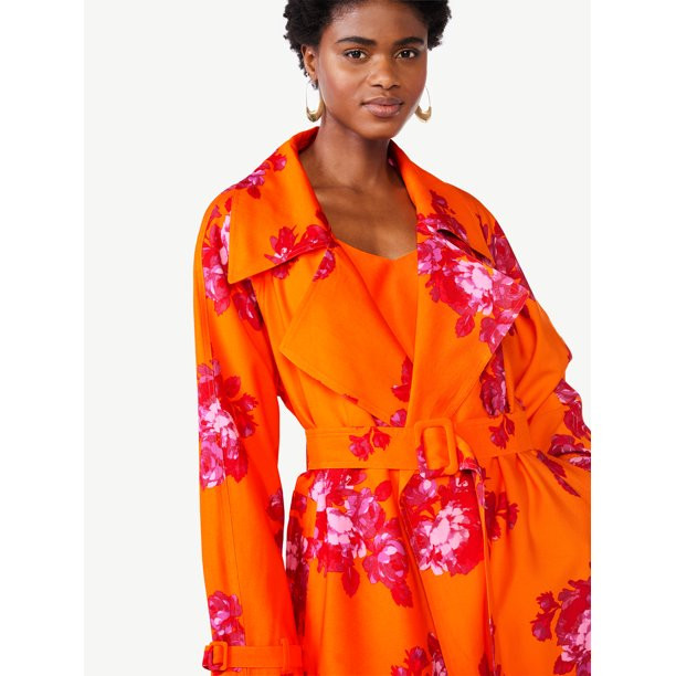 Scoop Women's Oversized Double Breasted Belted Trench Coat, Sizes XS-XXL - Walmart.com | Walmart (US)