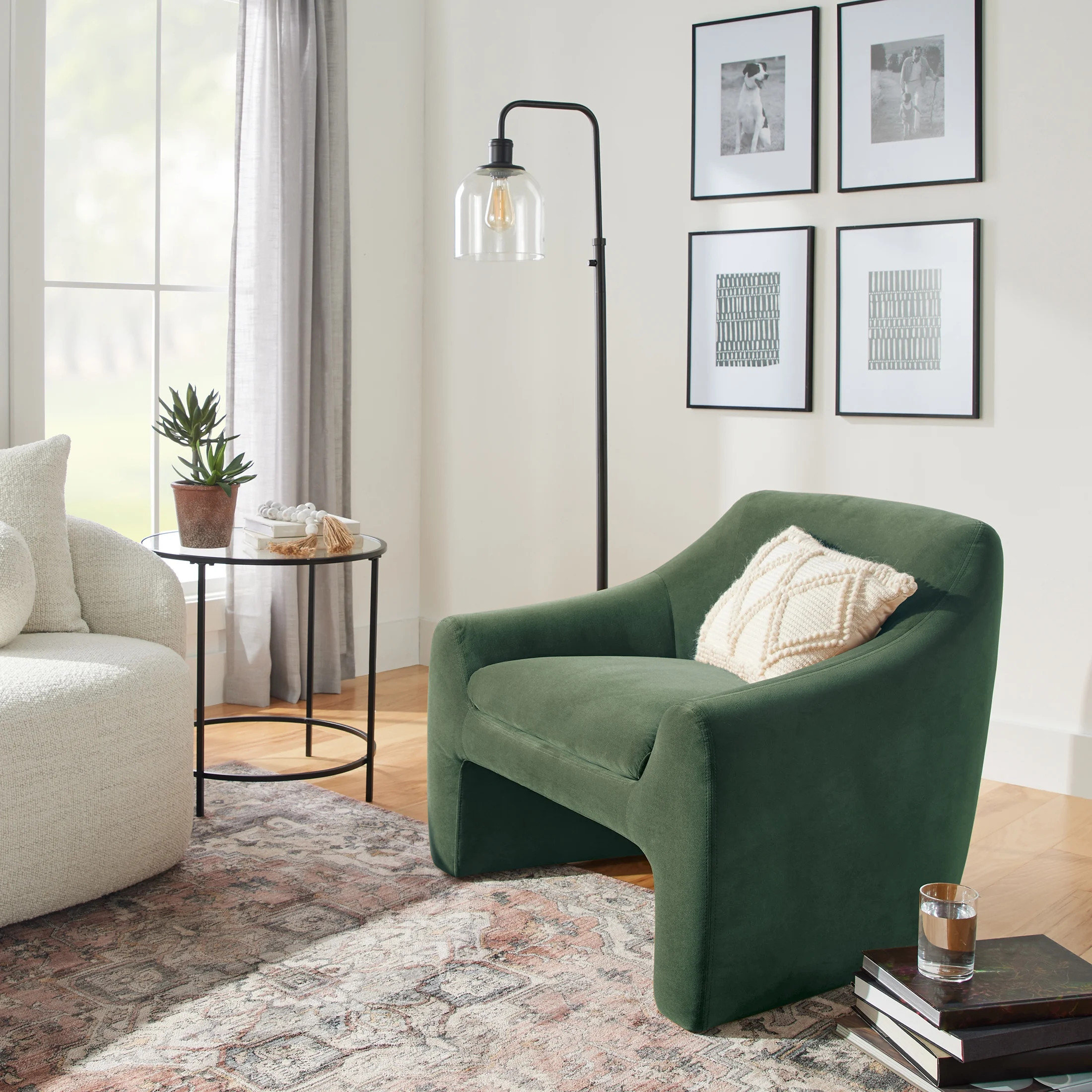 Better Homes & Gardens Emerson Curvy Accent Chair, Olive | Walmart (US)