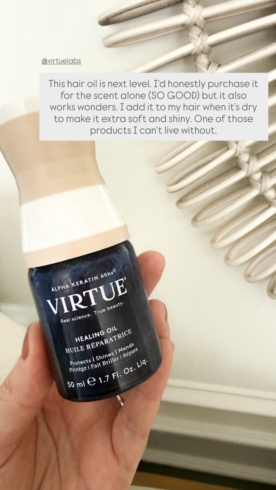 This hair oil is next level. I’d honestly purchase it for the scent alone (SO GOOD) but it also works wonders. I add it to my hair when it’s dry to make it extra soft and shiny. One of those products I can’t live without.  

#LTKmorningroutine #LTKBeauty #LTKselfcare