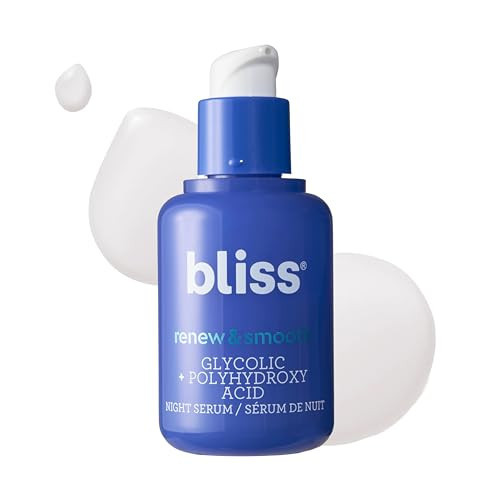 Bliss Renew & Smooth Night Serum – Glycolic Acid + Polyhydroxy Acid Exfoliating Serum – Resurfaces Skin, Smooths Texture & Brightens Tone Overnight – 1 Fl Oz | Amazon (US)