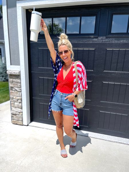 My OOTD for the 4th!!!! I love these jeans shorts I’ve been wearing on repeat all summer long! Wearing my true size 4!

#LTKunder50 #LTKstyletip #LTKSeasonal