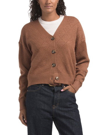 V-neck Yummy Novelty Cable Cardigan | TJ Maxx