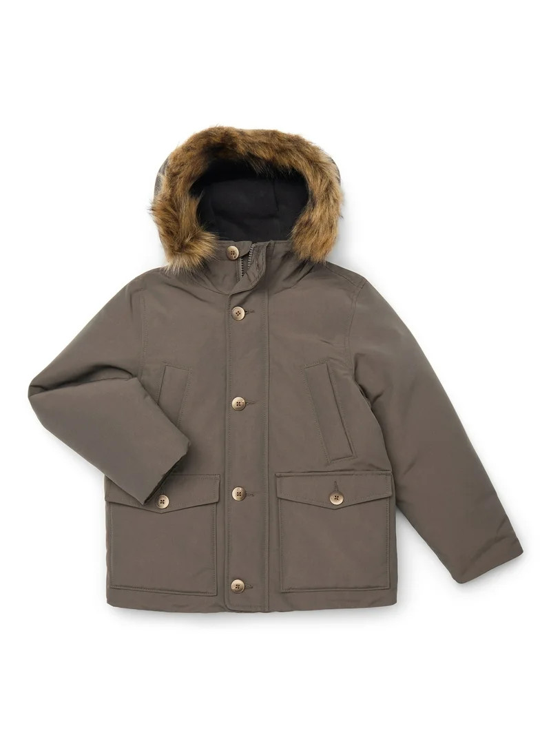 Ozark Trail Boys Parka Jacket with Faux Fur Hood, Sizes 4-18 | Walmart (US)