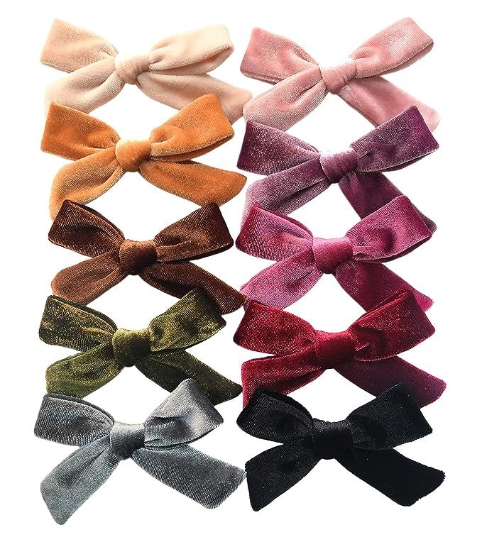 Fall Baby Girls Velvet Hair Bow Clips, Boutique 4" Bow Hair Alligator Clips Accessories for Toddl... | Amazon (US)