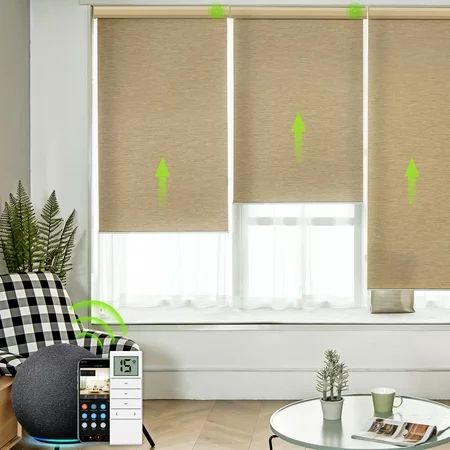 Yoolax Motorized Roller Shades Light-filtering Free-Stop Roller Blinds Rechargeable Window Blinds(Ha | Walmart (US)