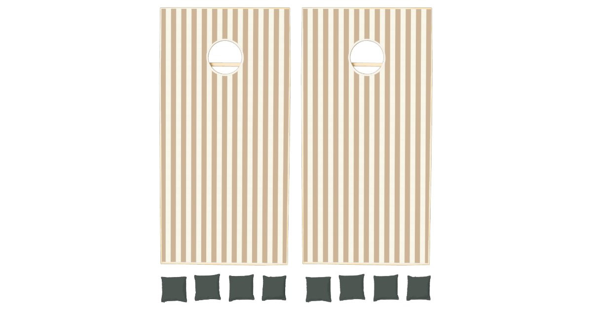 Cornhole Set Taupe Beige & White Stripe  | Zazzle | Zazzle