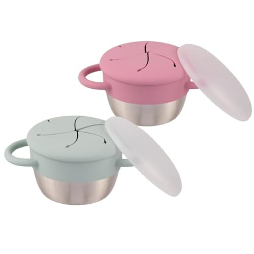 Elk and Friends Stainless Steel Snack Cups | Removable Silicone Food Catcher and Travel Lid | Spill-Proof Snack Containers for Baby, Toddler, Kids | Dishwasher Safe | 2 Pack | Amazon (US)