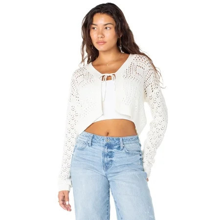 Celebrity Pink Women s and Women s Plus Tie Front Crochet Cardigan Sizes XS-XXXL | Walmart (US)