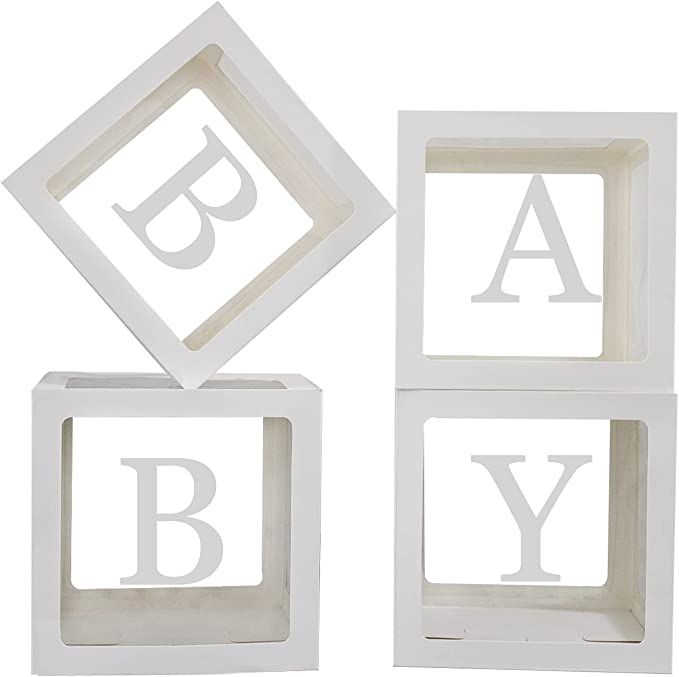 QPEY Baby Boxes with Letters for Baby Shower,Clear Baby Shower Decorations Block Boxes,Transparen... | Amazon (US)