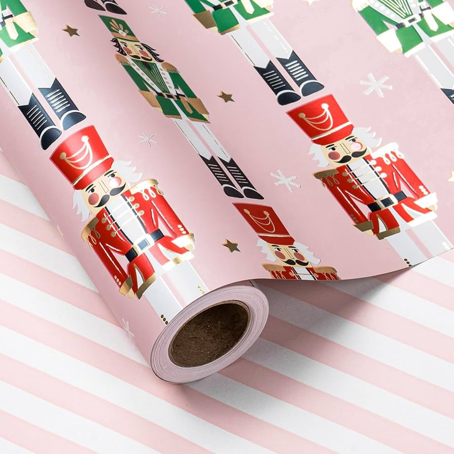 LeZakaa 30in x 32.8Ft Christmas Pink Wrapping Paper Jumbo Roll for Kids, Pink Metallic Foil Gift ... | Amazon (US)