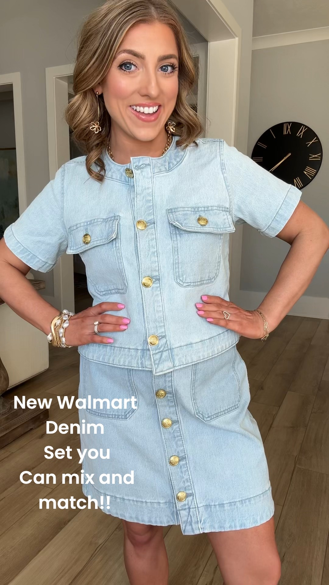 One denim set… THREE ways 🙌💙

This Walmart denim button front set is so versatile. Wear it as a set, style the skirt with a striped knit top, or pair the top with white pants for a completely different look.

Look 1: Denim dress + woven flats = easy everyday chic
Look 2: Denim skirt + red striped knit = classic spring style
Look 3: Denim top + cream jeans = polished casual

✔️ Gold button details
✔️ Structured yet comfortable denim
✔️ Mix-and-match versatility
✔️ Neutral woven accessories

If you love building multiple outfits from one piece, this is such a good Walmart fashion find. Affordable, classic, and so wearable for spring.

#WalmartFashion #DenimDress #DenimSkirt #SpringStyle #AffordableOutfits #WalmartFinds #ClassicStyle #CapsuleWardrobe #MomFashion #LTKFashion