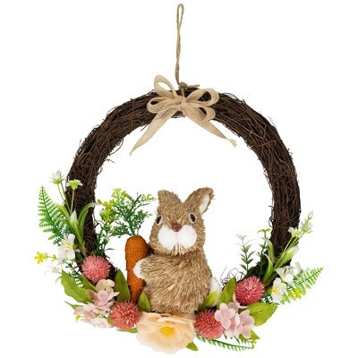 Northlight Floral Grapevine Small Spring Easter Wreath with Sisal Bunny - 12" | Target