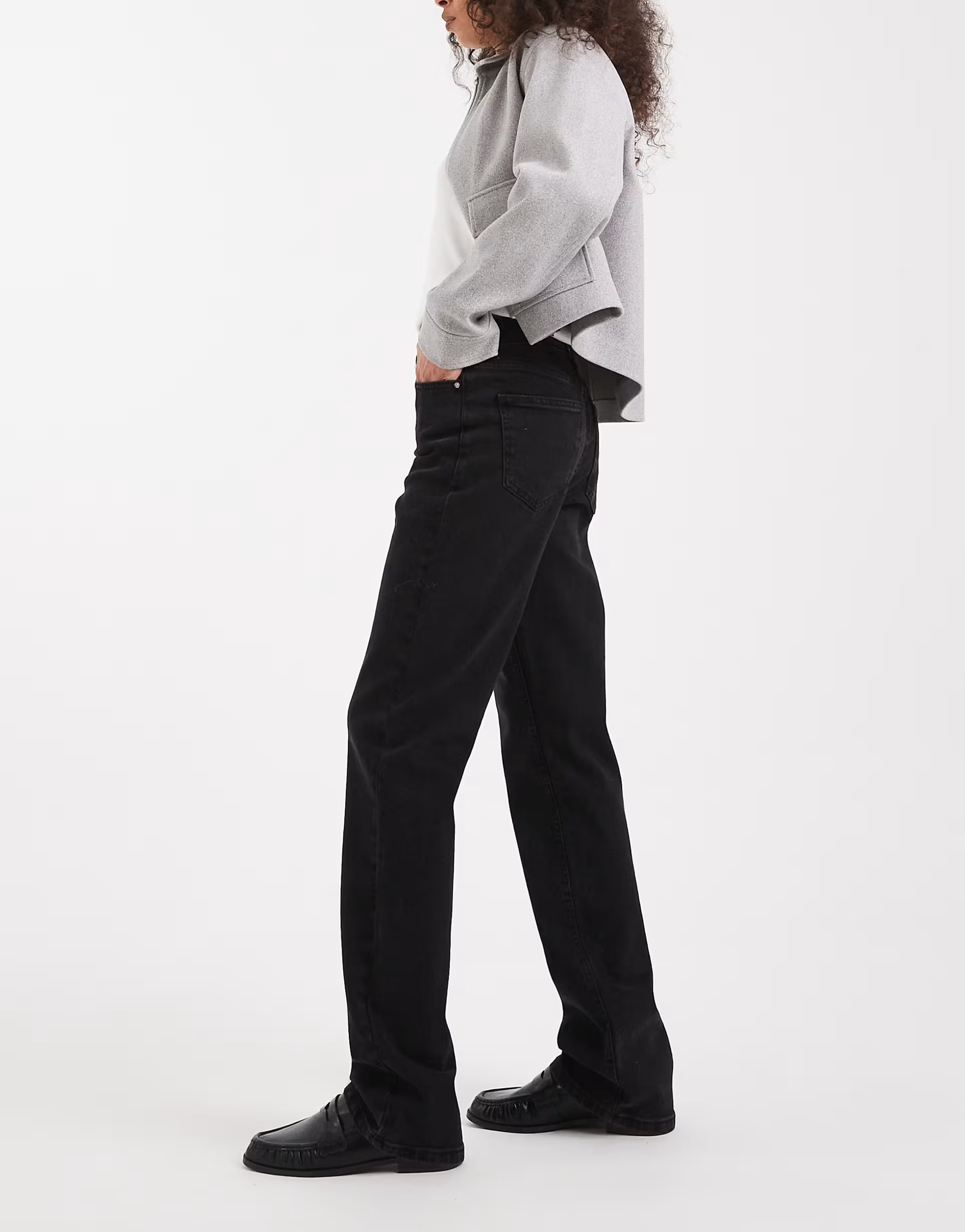 Pieces Kelly high waisted straight leg jeans in black | ASOS (Global)