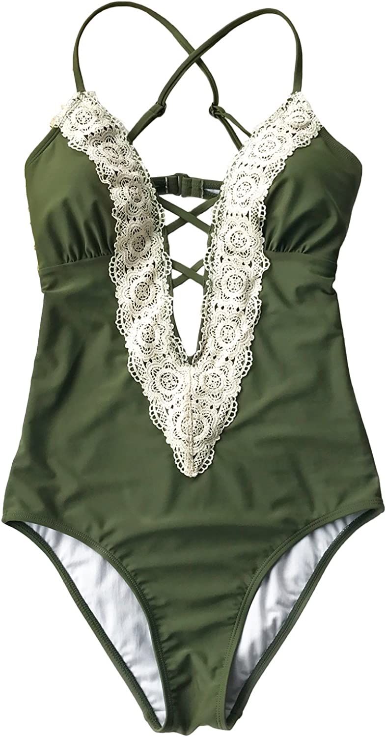 CUPSHE Fashion Women's Ladies Vintage Lace Bikini Sets Beach Swimwear Bathing Suit | Amazon (US)