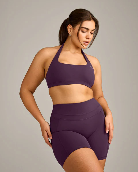 EasyLift™ Halter Bralette with Gray Logo 
 Blackberry Purple | Oner Active (UK / US)