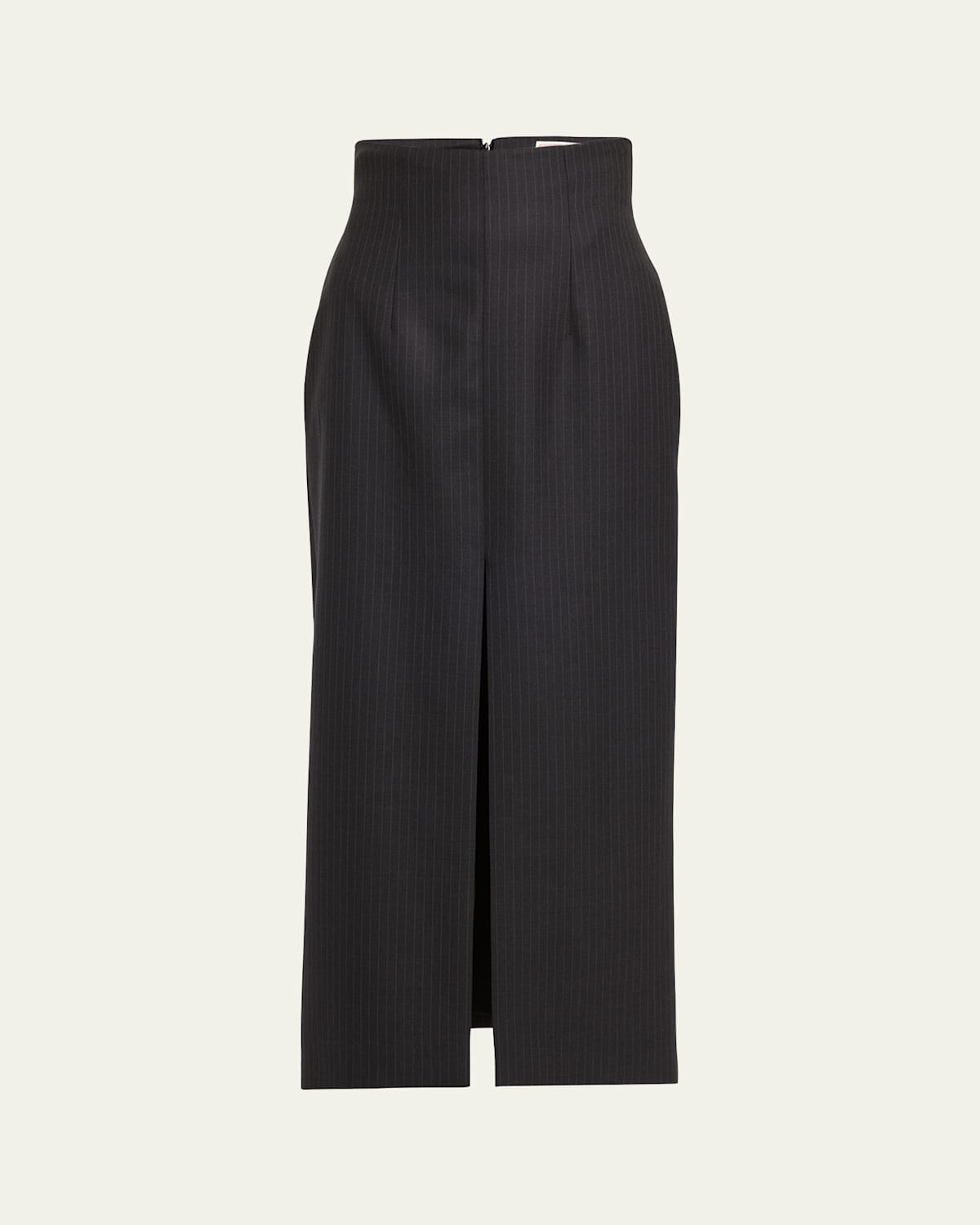 Wool Pinstripe Pencil Skirt with Slit | Bergdorf Goodman