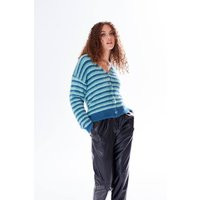 Womens Textured Striped Cardigan In Blue, Turquoise & White Tones - M/L | NastyGal UK
