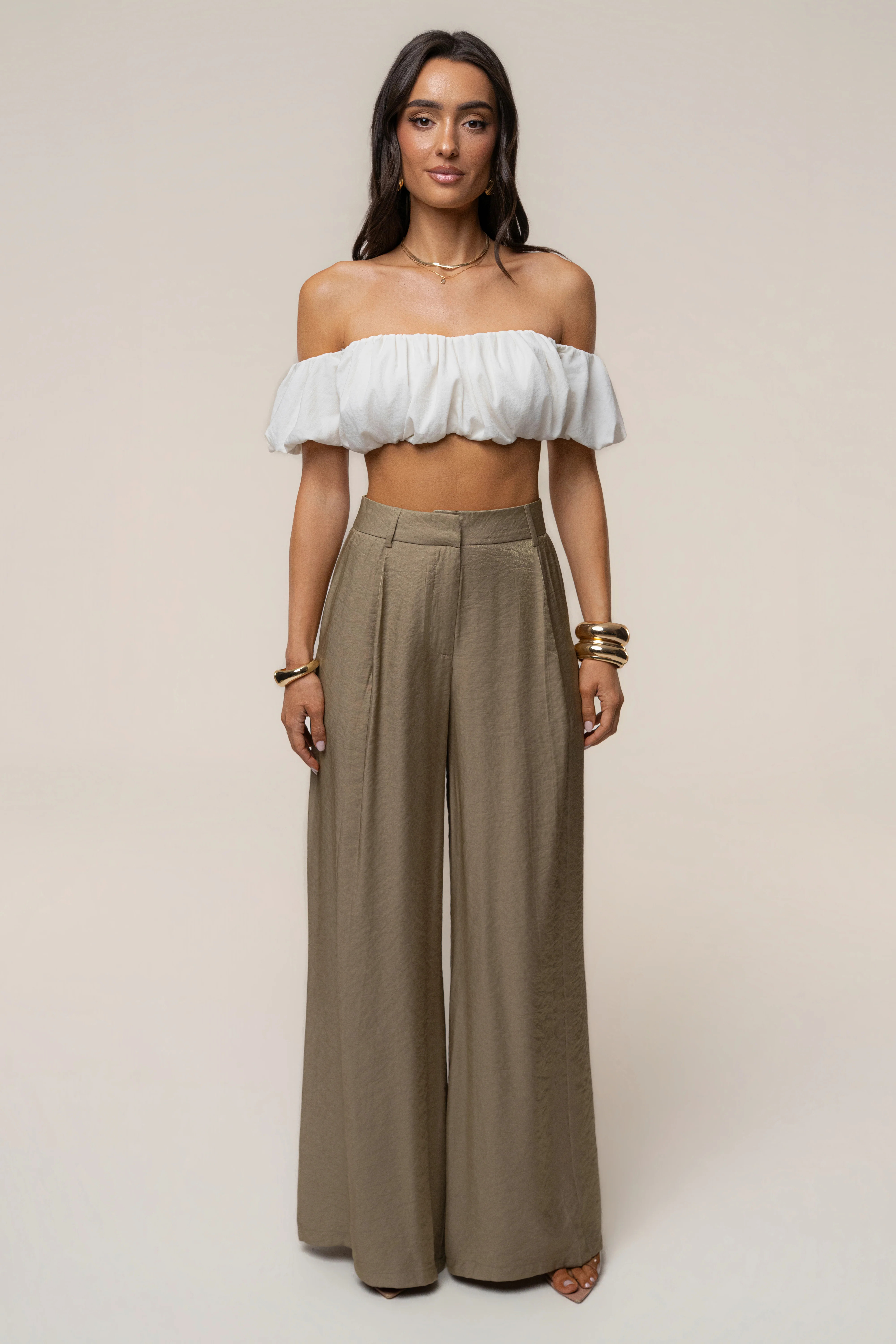 Olive Monaco Wide Leg Pant | JLUXLABEL US