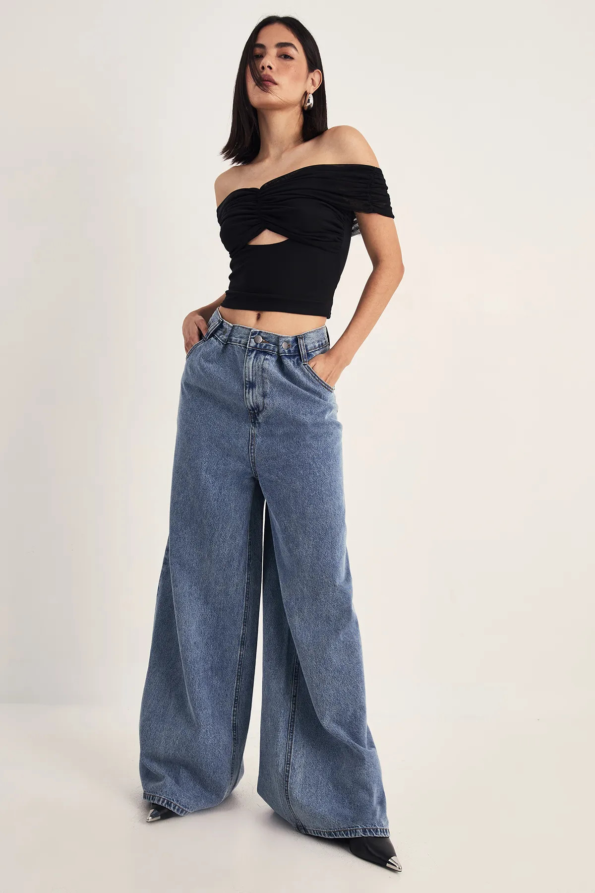 Double Fastening Slouch Denim Jeans | Nasty Gal US