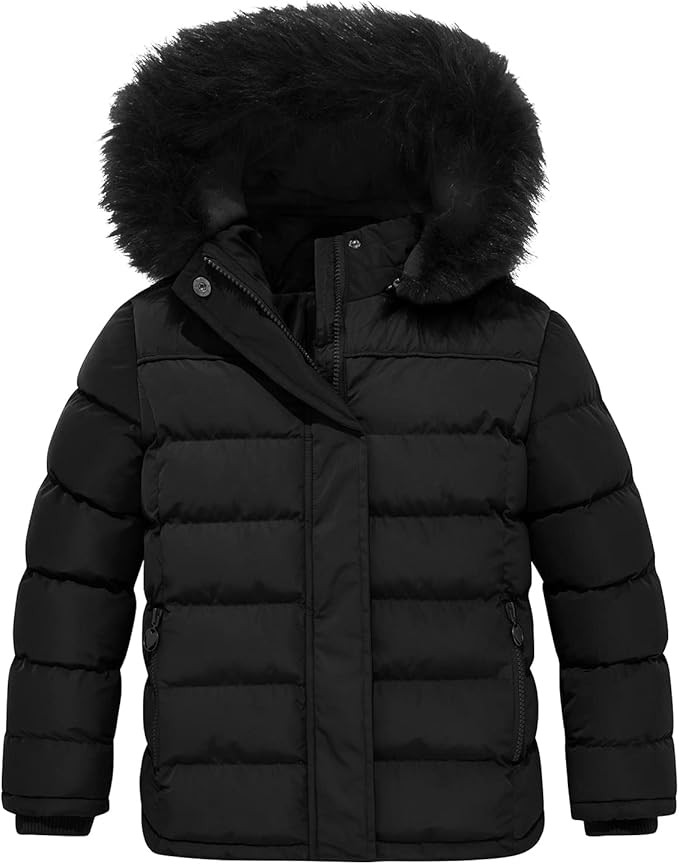 FARVALUE Girls' Winter Coats Thicken Fleece Lined Padded Hooded Puffer Jacket Coat for Girls | Amazon (US)