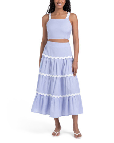2pc Ric Rac Detailed Top And Skirt Set | Juniors | Marshalls | Marshalls