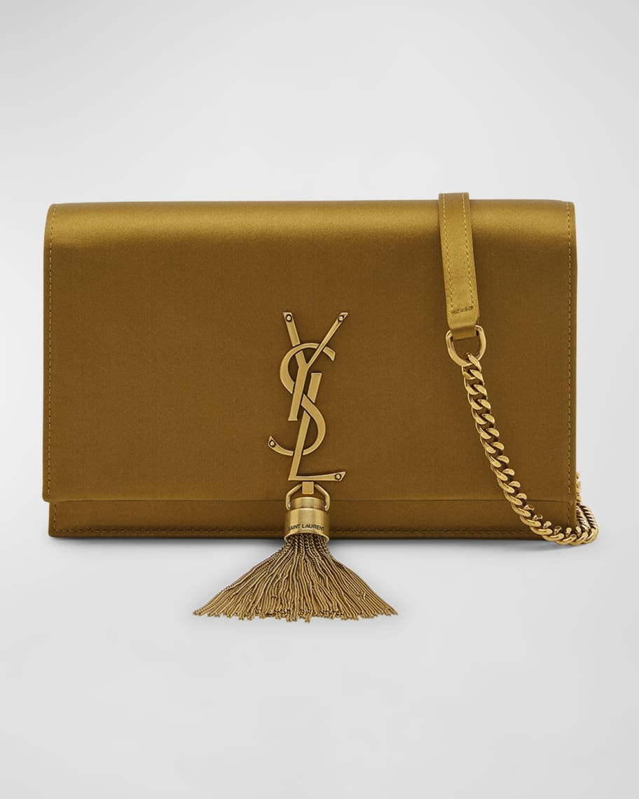 Saint Laurent Kate Tassel YSL Satin Wallet on Chain | Neiman Marcus