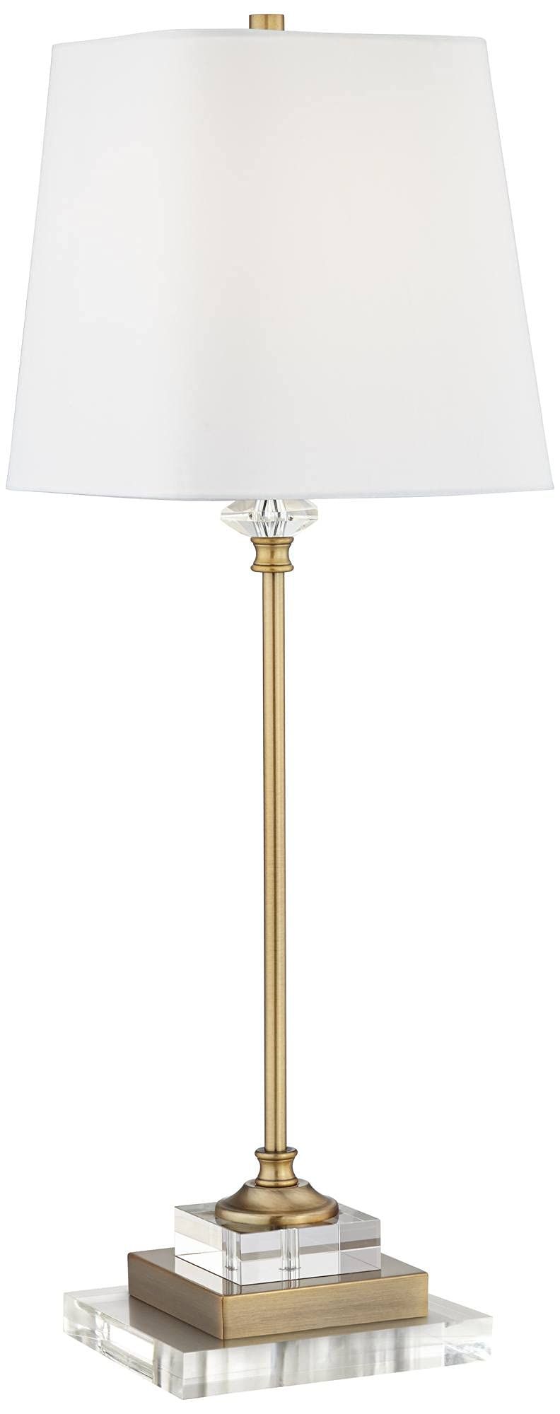 Julia Traditional Buffet Table Lamp 30 1/2" Tall with Square Riser Brass Metal White Fabric Tapered  | Amazon (US)