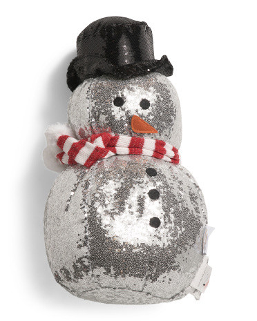 20x17 Disco Sequin Snowman Pillow | TJ Maxx