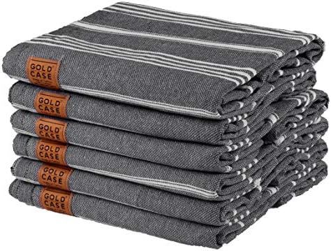 Gold Case Set of 6 XXL LYCIA Pestemal Turkish Bath Towel 100% Cotton Black | Amazon (US)