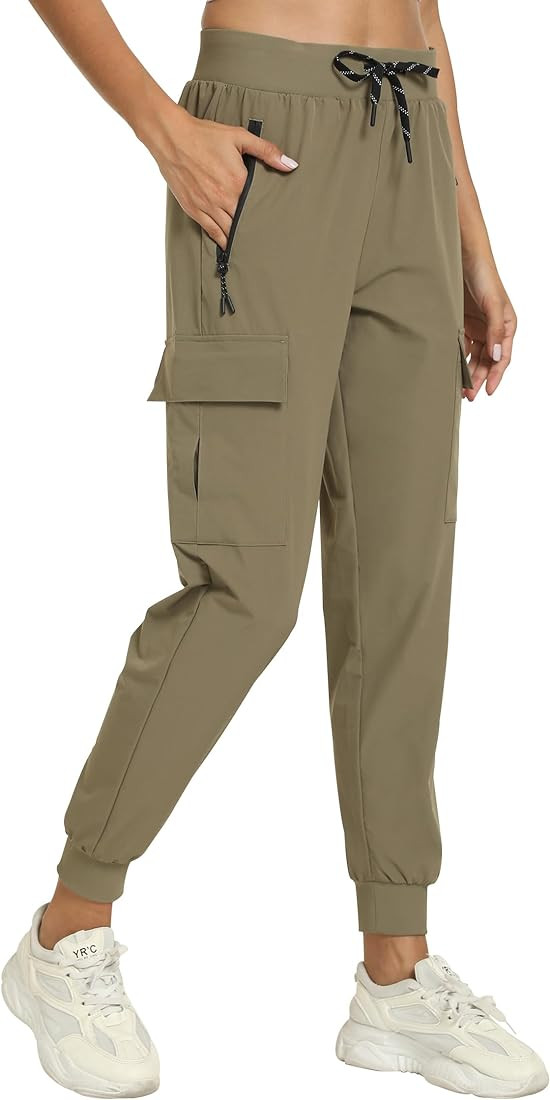 Womens Cargo Pants with Pocket Quick Dry Workout Athletic Joggers Drawstring Travel Casual Outdoo... | Amazon (US)