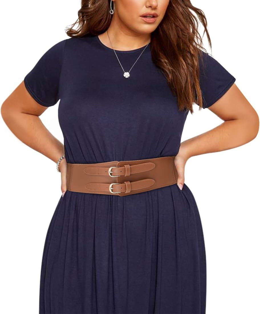 Elastic Wide Waist Belt Women - Vintage Cinch Belts Women Wide Stretchy Belt for Dresses | Amazon (US)