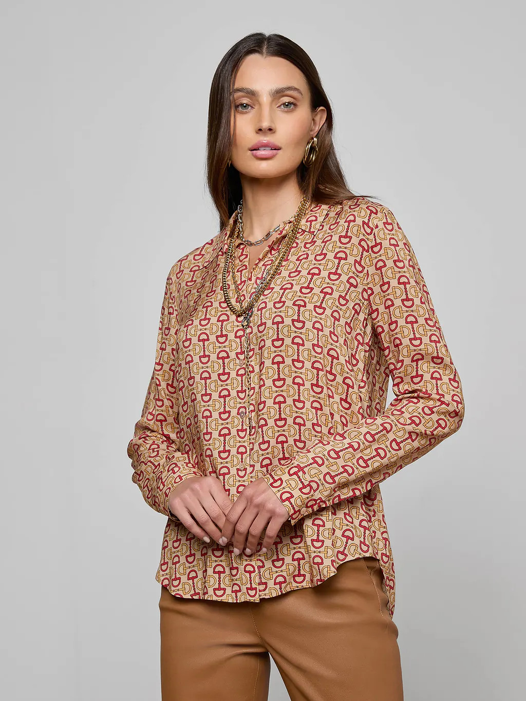 Holly Blouse in Multi Allover Horse Bit | L'AGENCE | L'Agence